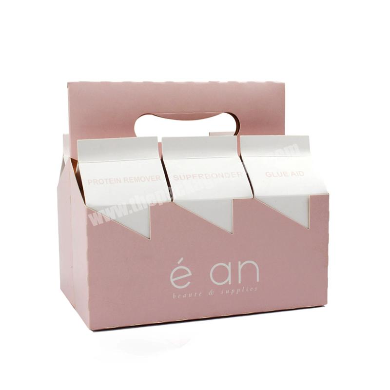 Pink Color Customized 6 pcs Portable Kraft Paper Boxes Lash Packaging Cosmetic Gift Promotion Boxes