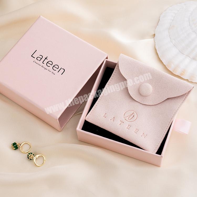 Pink Paper Drawer Sliding  Necklace Earring Bracelet Pendant Ring Cardboard Box Jewelry Packaging Gift Boxes Set