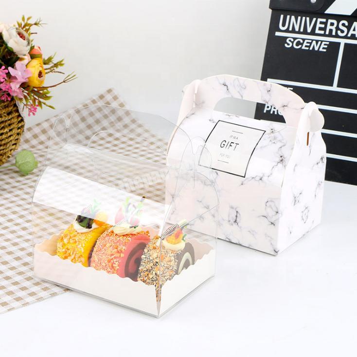 Portable Transparent Bread Carry PET Plastic Clear Cake Box gable cake boxes