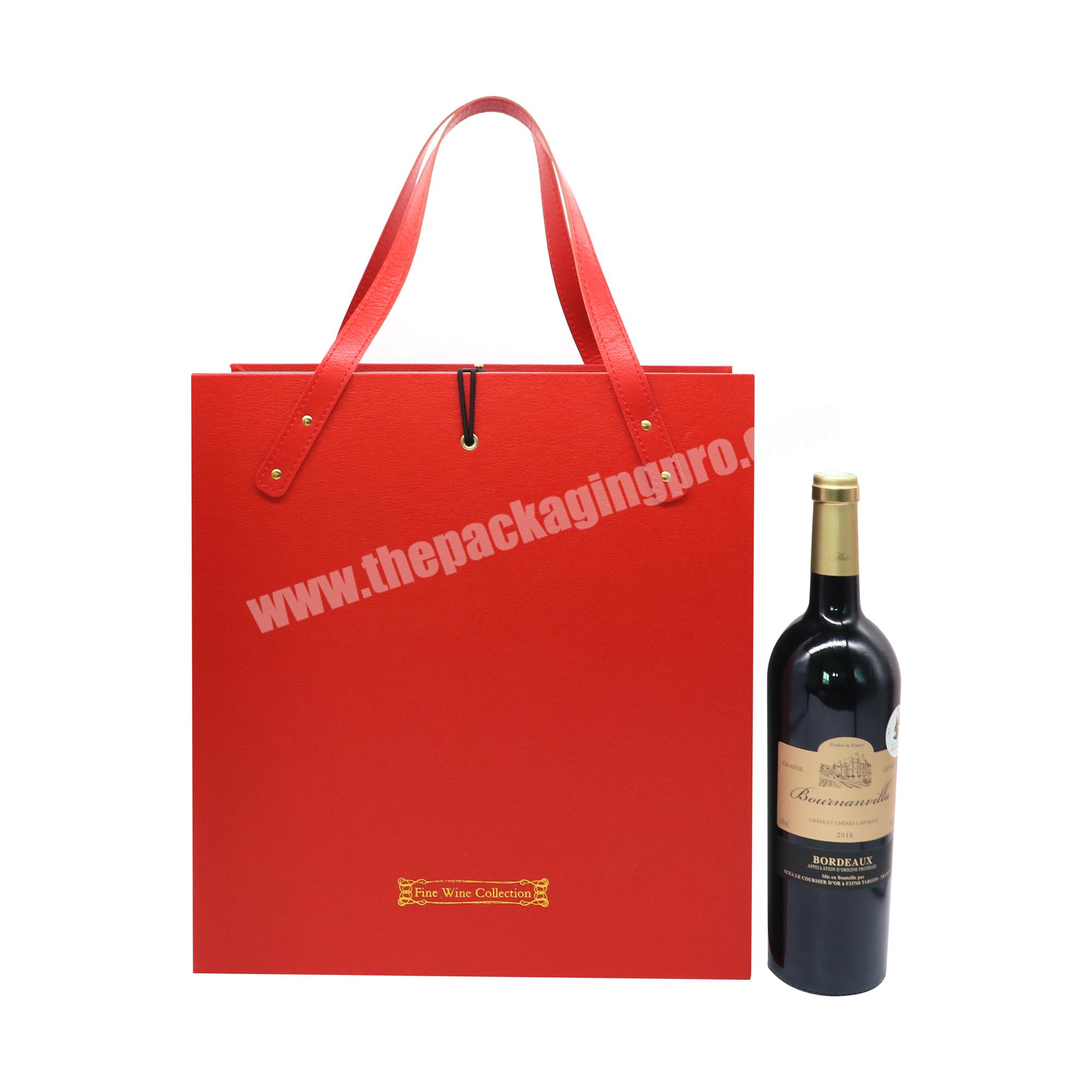 Portable wine box leather wine glass packaging box gift boxes for wine from china