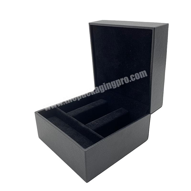 Premium Black Textured Leather and Plastic Multifunctional Storage Box for Watch, Band, Jewelry