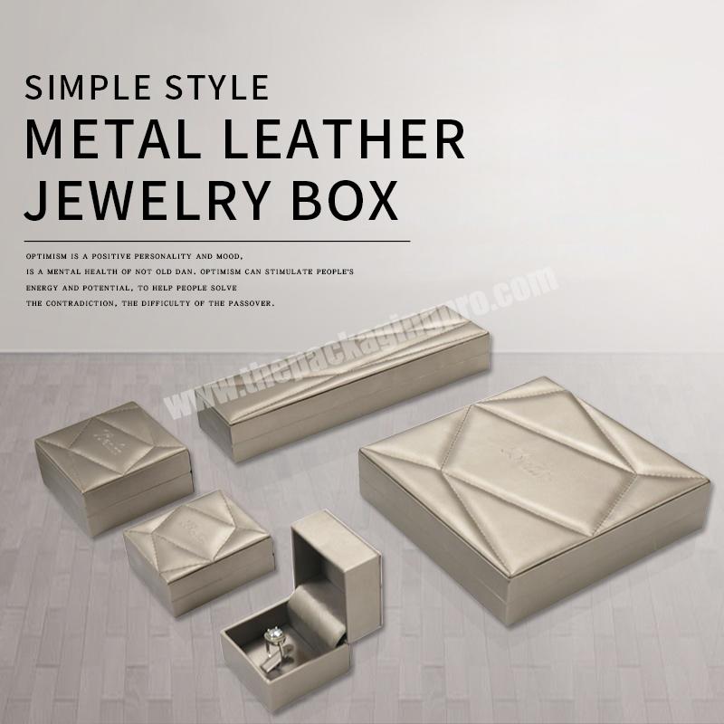 Premium Jewellery Boxes Joyero Ring Jewelry Box Golden Luxury with Logo Customized Clamshell PU Leather Custom Leather Box Order