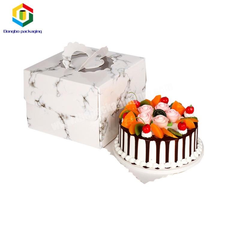 Print square food grade Delivery Boxes Design For Cake take away cupcake macaron bakery bread paper handle Packaging