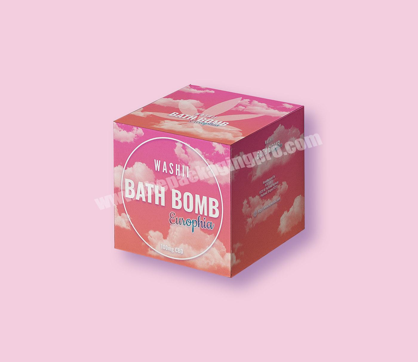 Printing According to Your Own Design 100% Recycled Material Colorful Printing Paper Package Box for Organic Bath Bomb