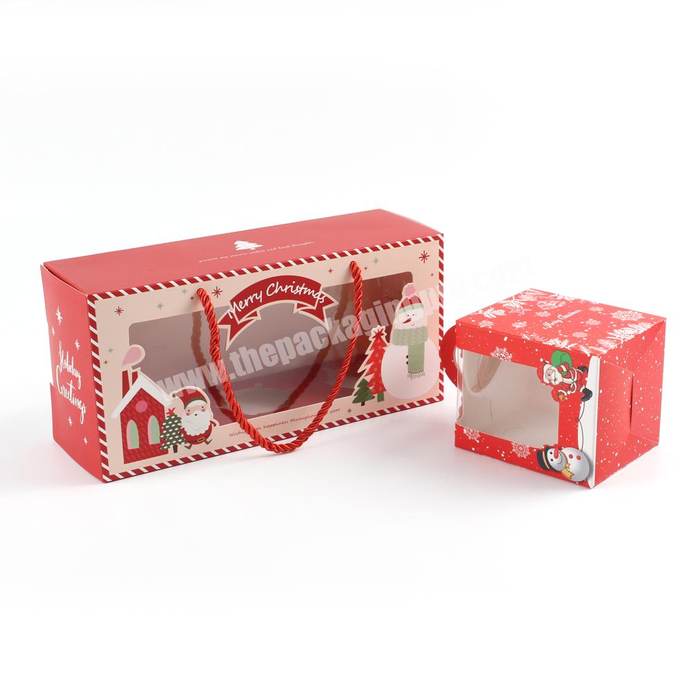 RTS christmas eve box packaging gift box with clear window and handles