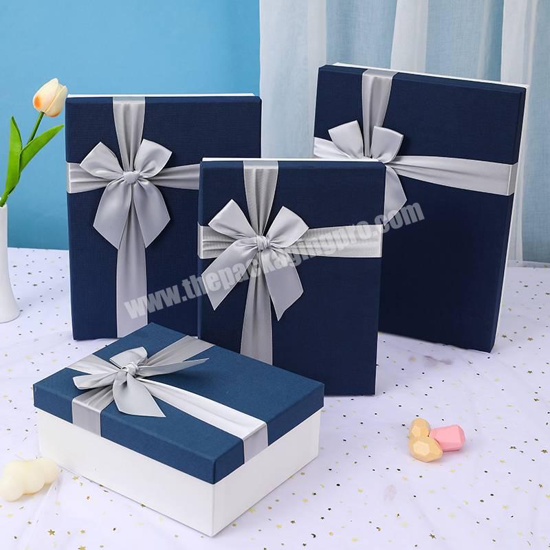 Rectangle Bowknot Blue Packaging Box Scarf Gift Box Packaging Box