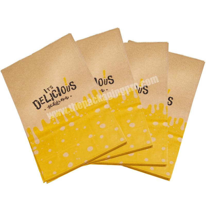 Recyclable Custom Grease Proof Brown Kraft Paper Bag Fast Food Take Away Paper Bag