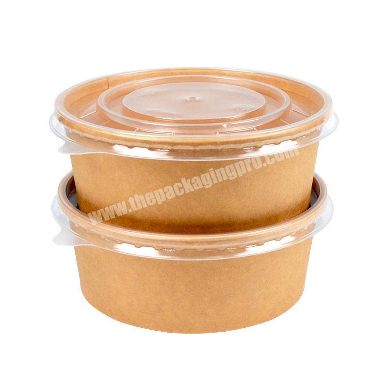 Recyclable Free Design Customized  Disposable Food Grade Products Take-away Kraft Paper Lunch Meal Bowl With Plastic Lid