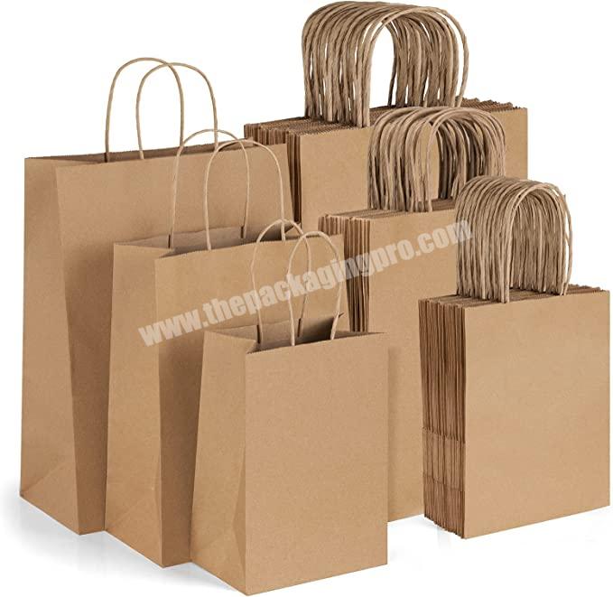 Recyclable Materials Paper Flat Handle Shopping Coffee Bags Custom Logo Takeaway Brown Kraft Paper Bag