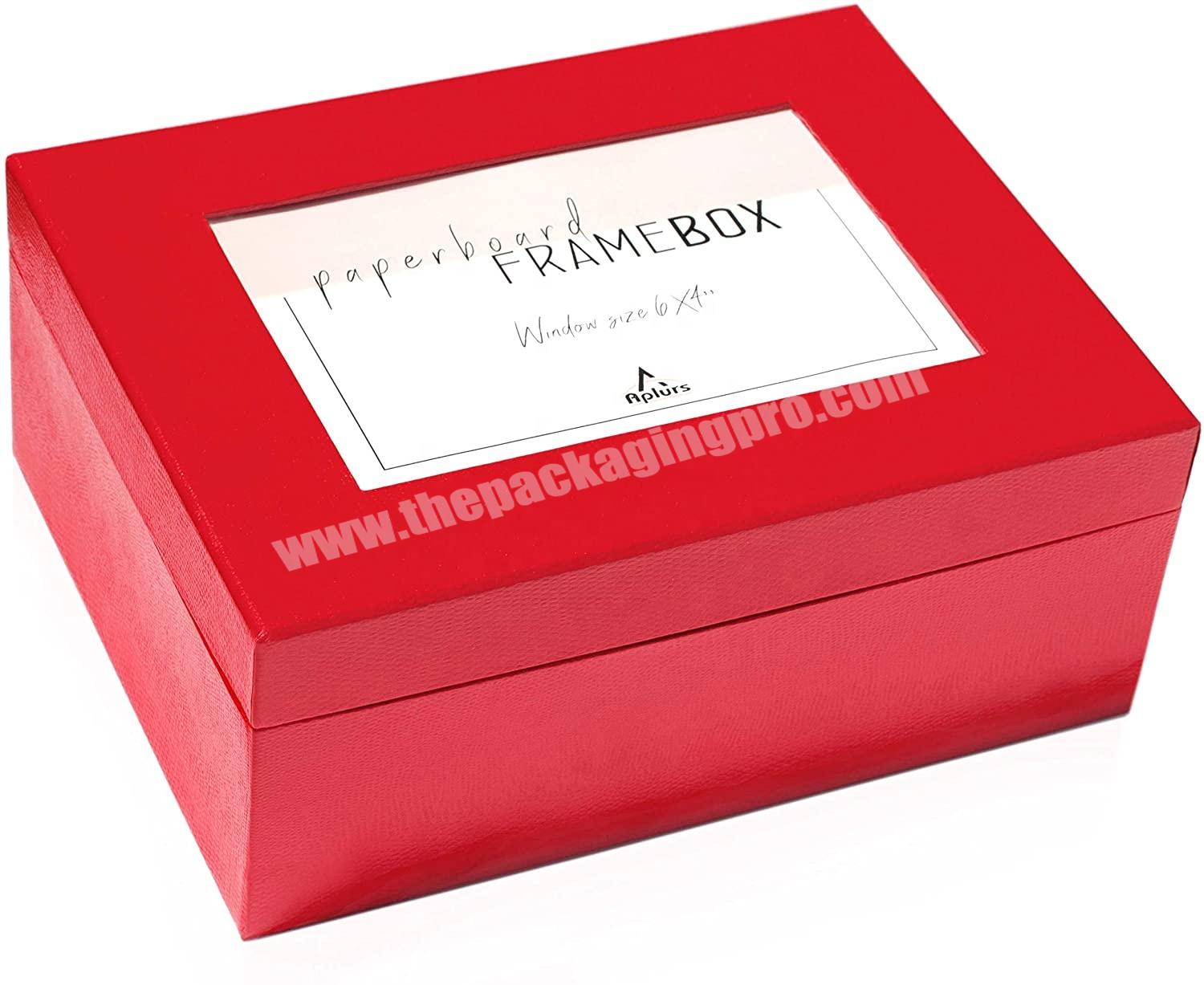 Red Luxury Gift  Box with Photo Frame keepsake box for Wedding, Engagements, Bridesmaid Proposal, Bridal Showers, Birthday
