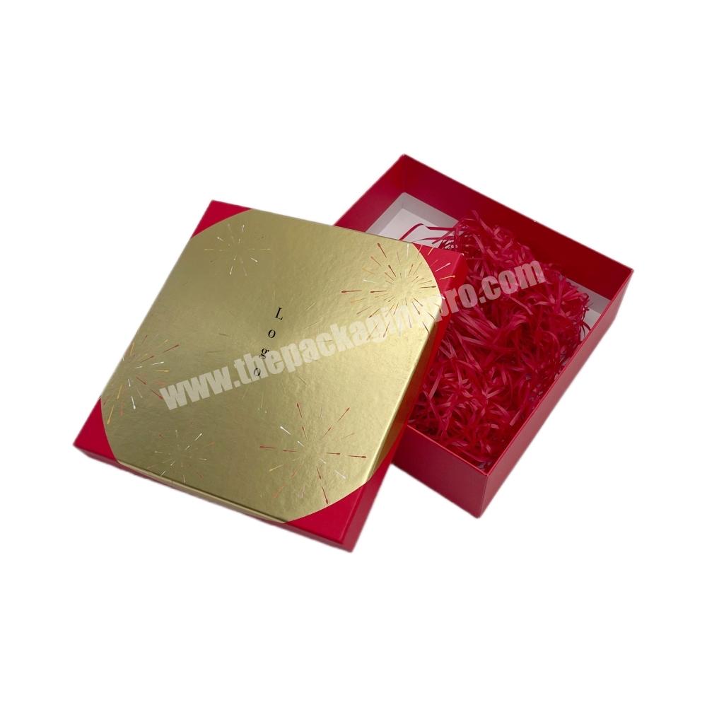 Red and Gold Custom Logo Luxury Cosmetic Square Paper Cardboard Rigid Box Packaging Boxes for Big or Small Business