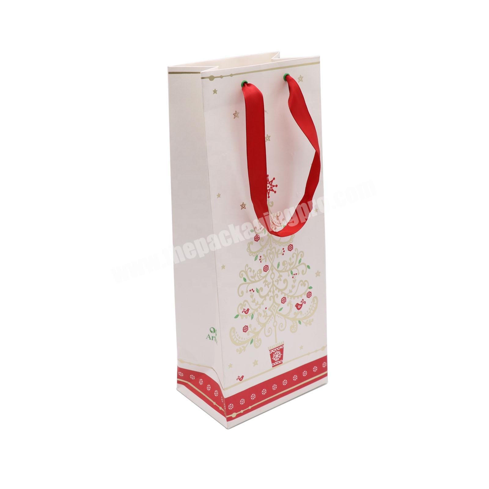 Reusable christmas paper wine bottle bag luxury shopping paper ramadan gift bags custom shopping paper bags