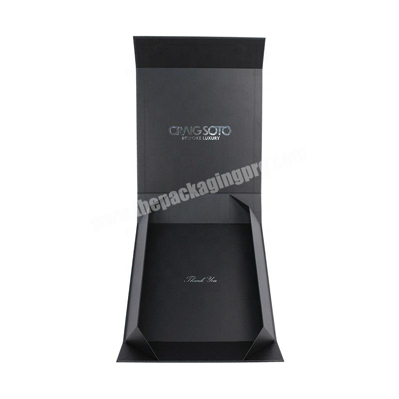 Rigid Cardboard Black Folding Luxury recyclable Gift Paper Box Collapsible Clothing Packaging box