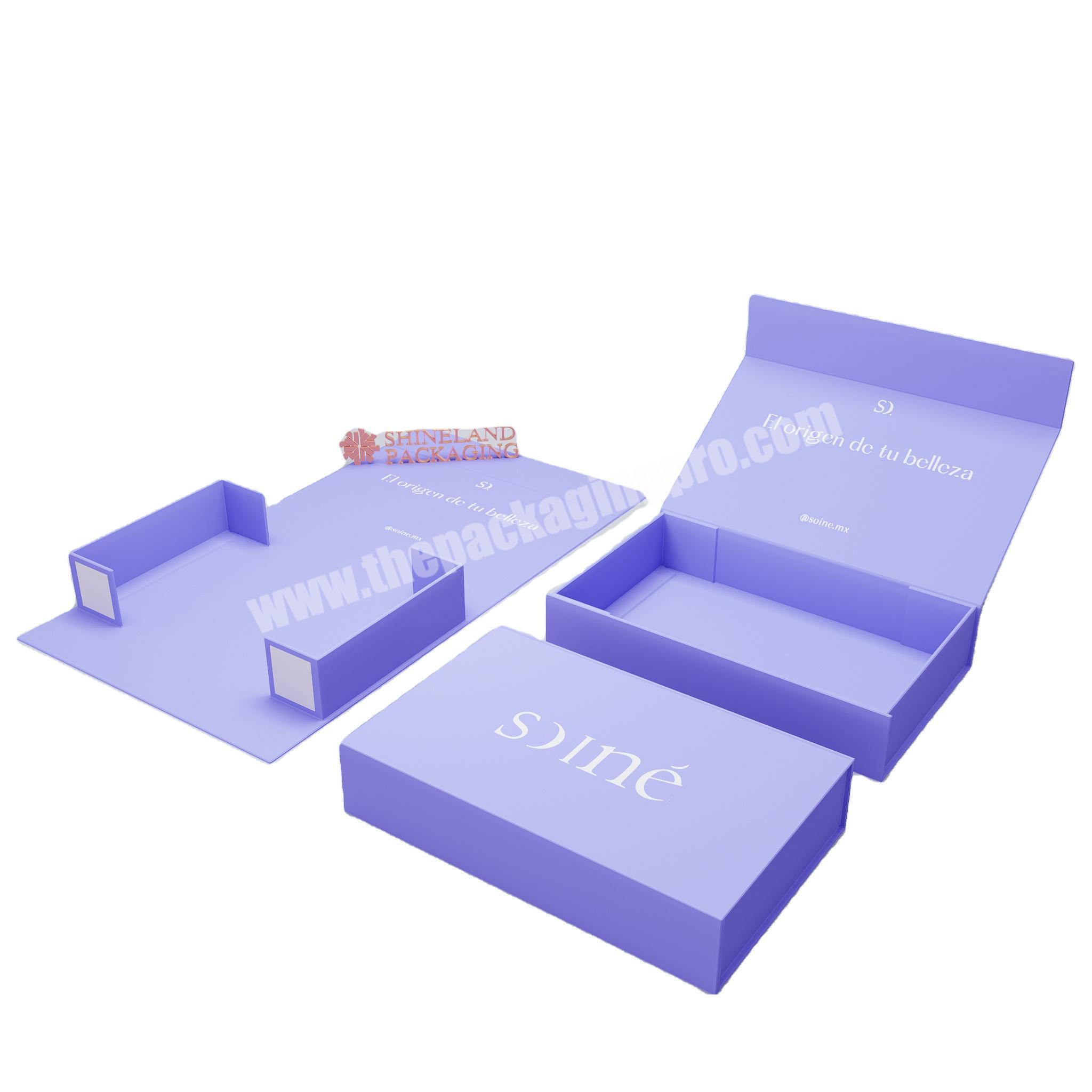 Rigid Magnetic Purple Luxury Box Manufacturer Custom Logo Gift  Paper Box Rigid Luxury Skincare Bottle Packaging Perfume Box