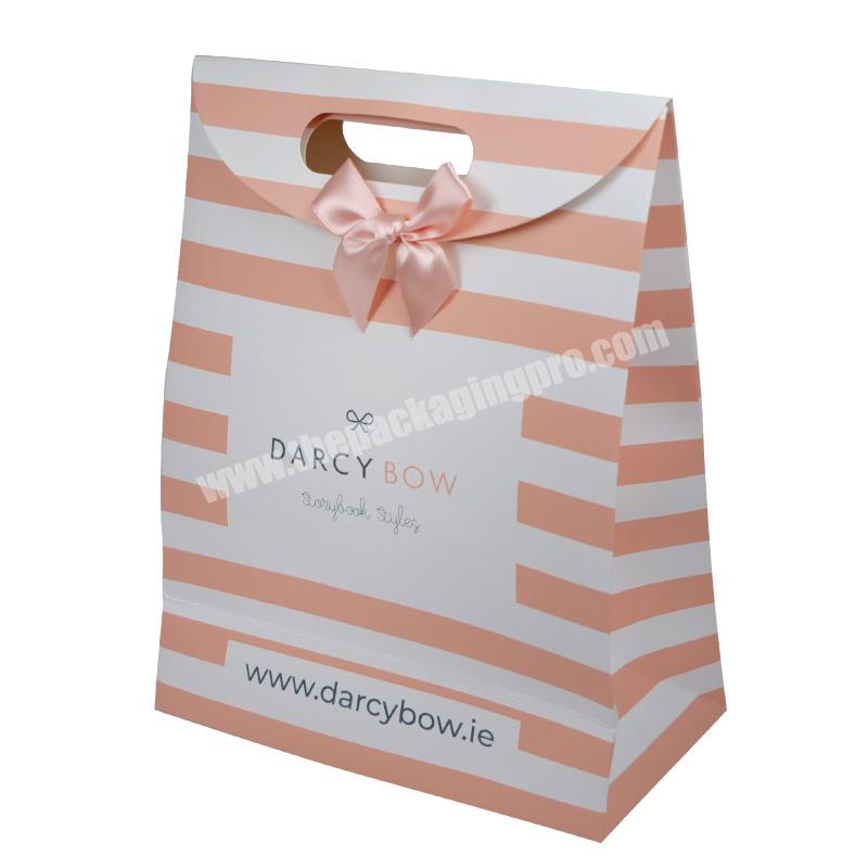 SENCAI  Unique Design Pink Color Customized Logo Design CMYK Printing Gift Packaging Art Paper Bag With Handle