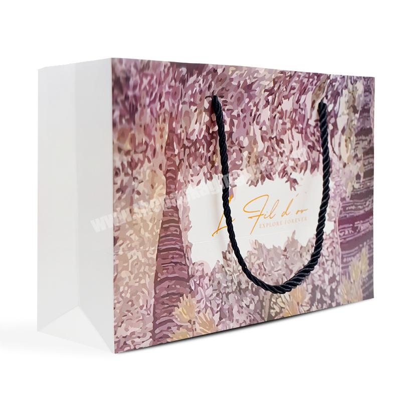 SENCAI Customized Logo  Gift Bags Cosmetic Matte Grey Offset Printing Gold Foil Stamping  Paper Bag