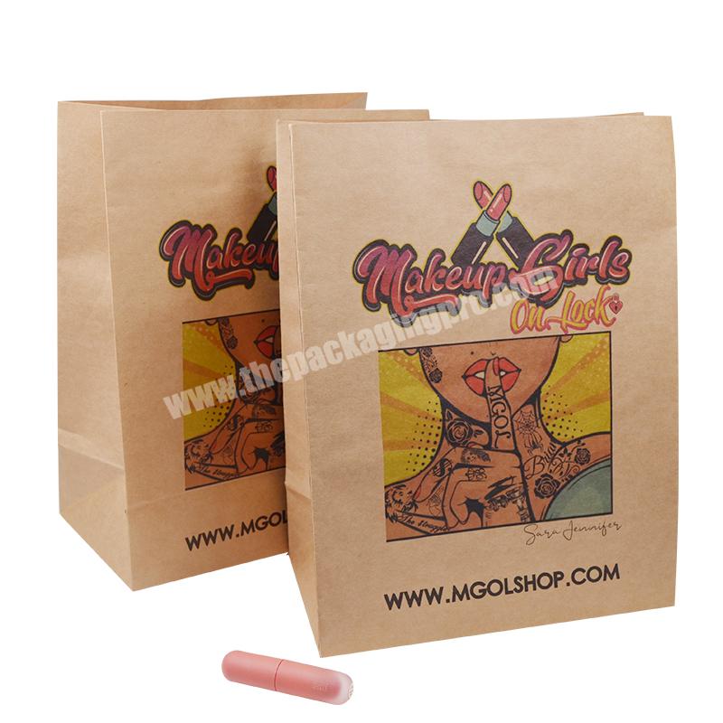 SENCAI Eco-friendly And Recyclable Kraft Paper Bags Cosmetic Bag WIth Custom Logo