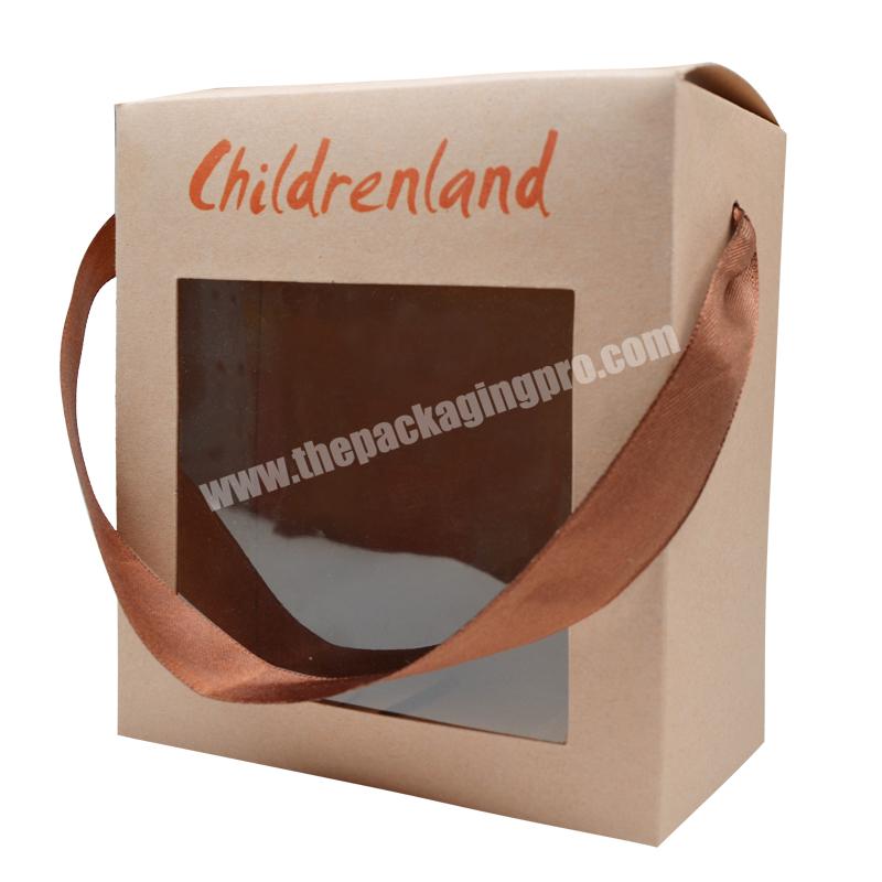 SENCAI Environmental Friendly Custom CMYK Printing Kraft Paper Window Box With Handle For Hijab Packaging