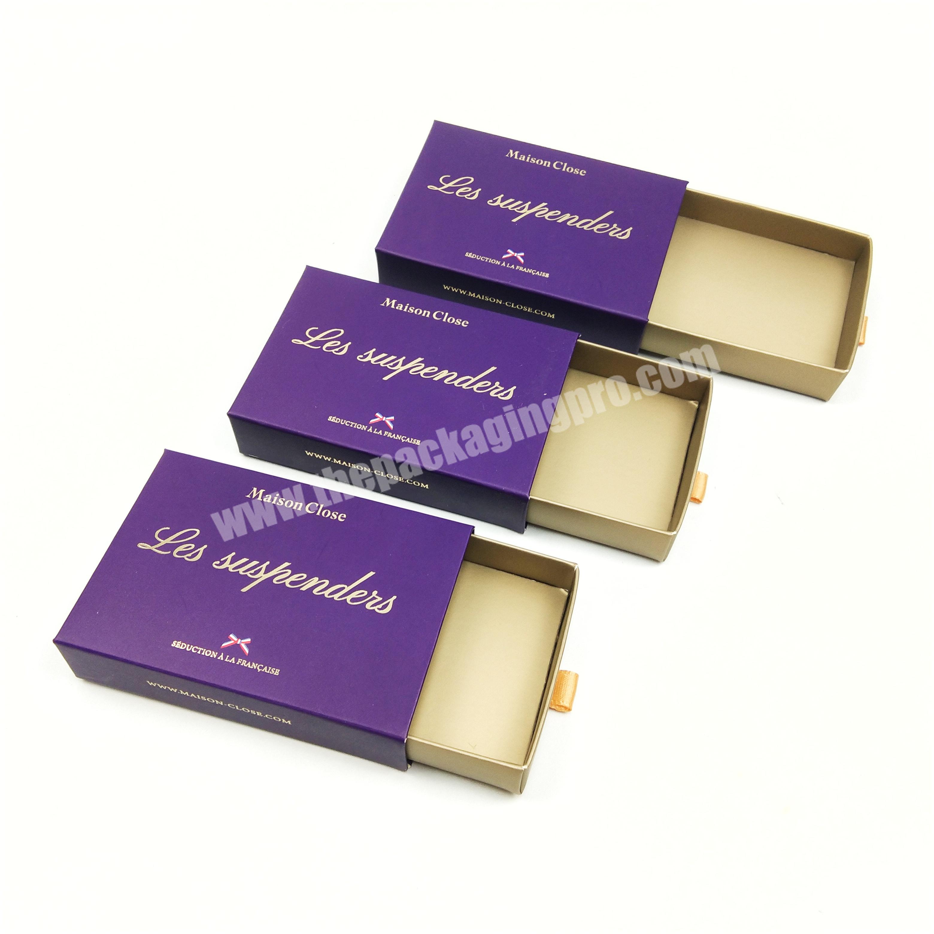 SENCAI Free Sample Customized Purple Color White Paper Packaging Ties Drawer Boxes
