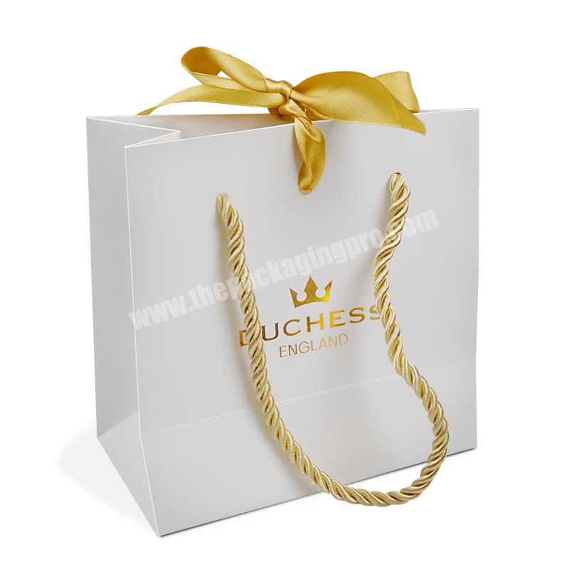 SENCAI Luxury Custom Gift Craft Packaging Art Paper Bag With Gold Bow Knot Ribbon