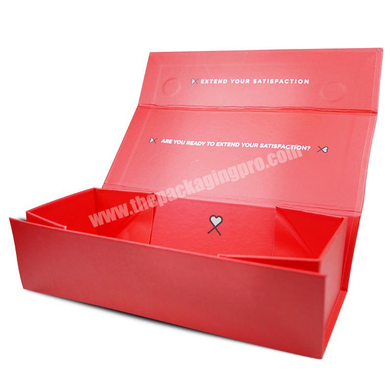 SENCAI Luxury Custom Logo Red Color Magnetic Book Shape Gift Foldable Cardboard Box For Gift Packaging
