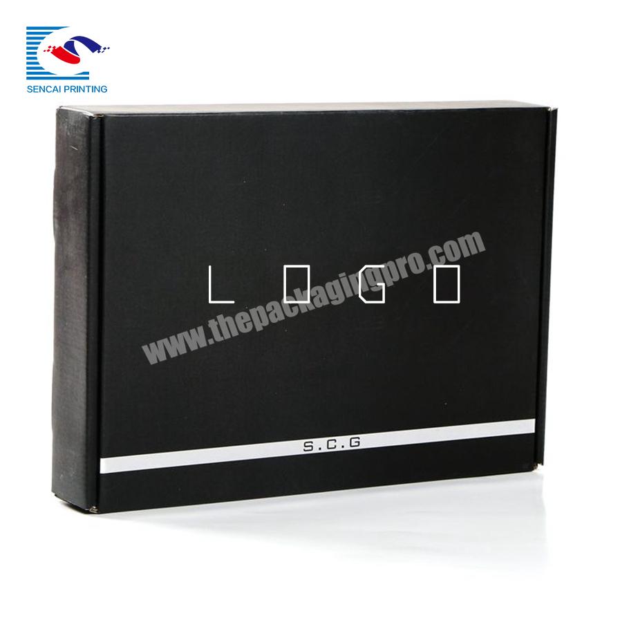 SENCAI Luxury Simple Customized Corrugated Paper Packaging Shipping Gift Black Box With You Own Logo