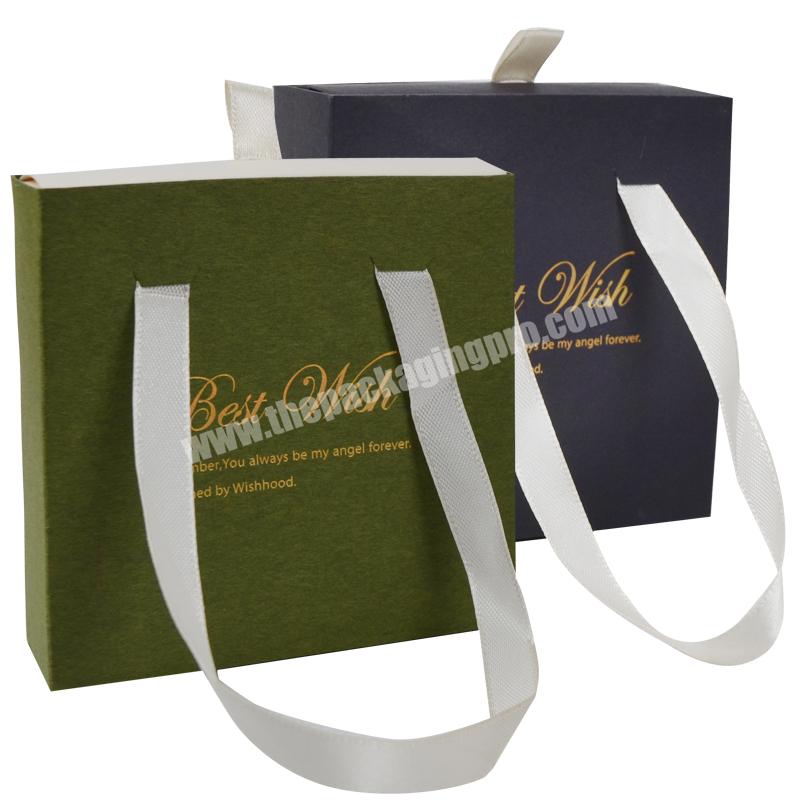 SENCAI New Arrival Beautiful Custom Logo Cardboard Jewelry  Box Drawer Box With Silk Ribbon