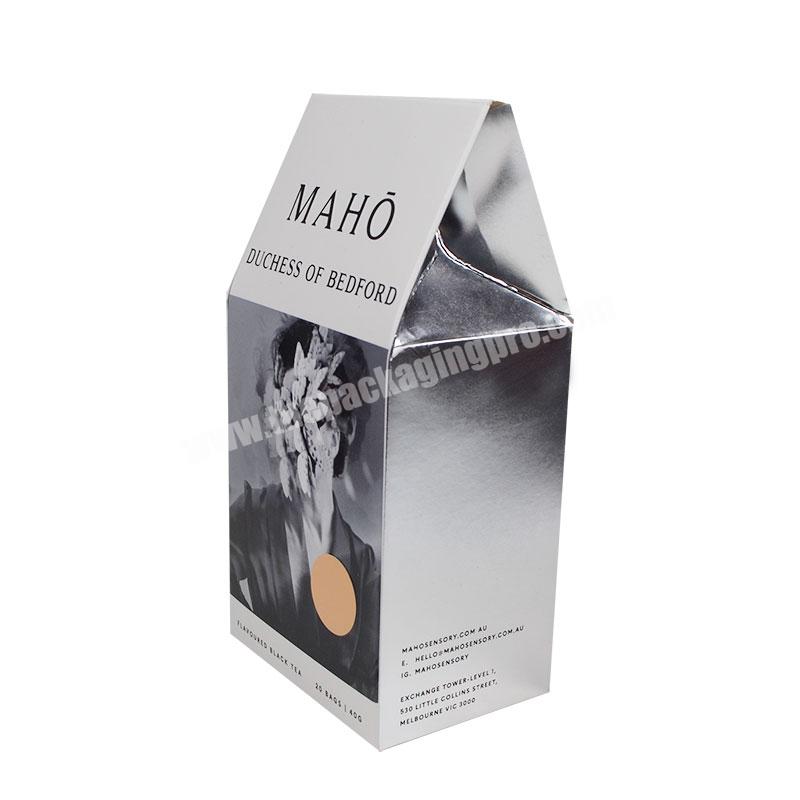 SENCAI Unique Design Custom Logo White Card Paper Boxes For Tea Packaging With Silver Stamping