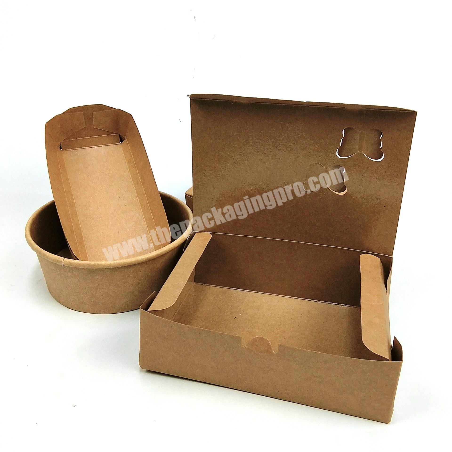 Sencai Recyclable Customized Logo Disposable Brown Kraft Paper Lunch Packaging Paper Box