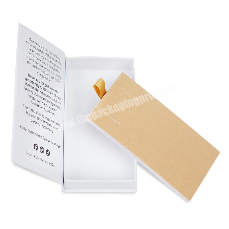 Sencai Rigid Hot Foiled Logo Paper Cardboard Jewelry Pendant Gift Box With Foam Insert