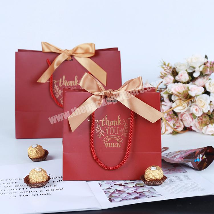 Shopping Mini Gift Bags Wine Think You Bags Hot Stamping Logo Holographic Paper Gold for Wedding Offset Printing 500 Pcs Accept