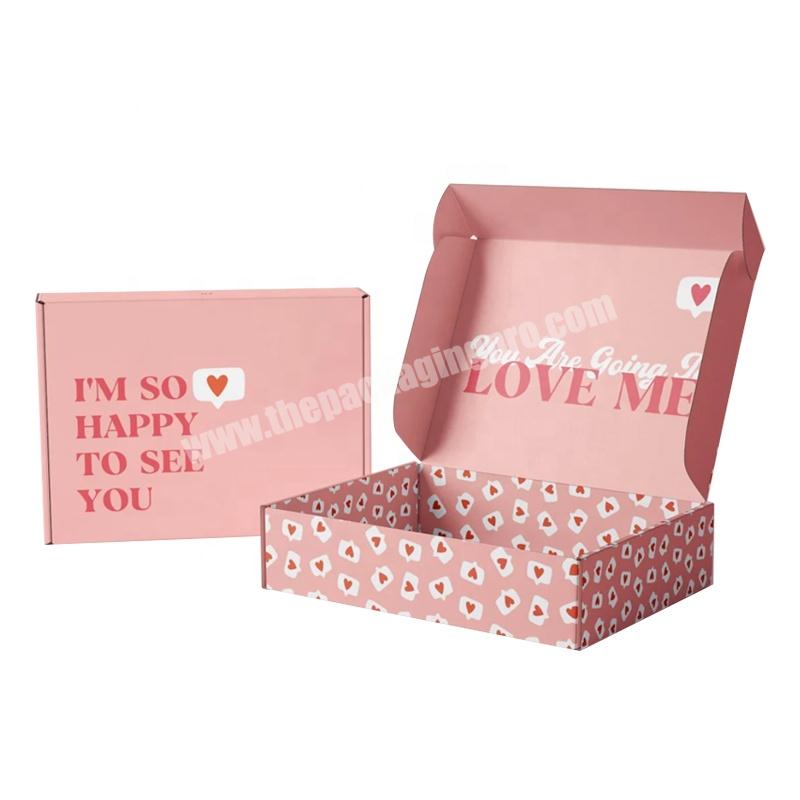 Small Business Cosmetic Corrugated Cardboard Custom Logo Pinkblack Paper Packaging for Clothing Clothing Box Square Paperboard