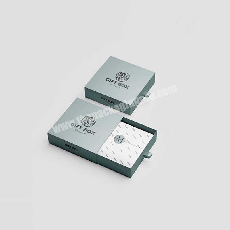 Strong Rigid Paperboard Slide out Gift Box With Ribbon Handle Custom Printed Jewelry Cosmetic Set Presentation Box Packaging