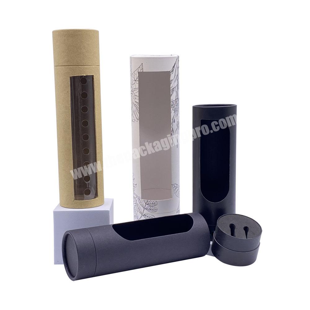 Super Quality Luxury Special Tissue Kraft Paper Tube Packaging Round Box With Clear PVC Transparent Window