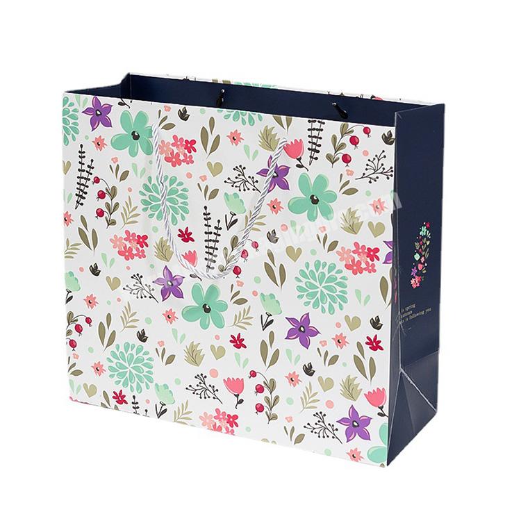 Supplier Custom Colored Multi-Style Flower Pattern Packaging Paper Bags Floral Gift Bag For Party Shopping