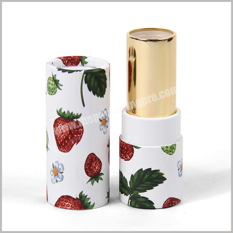 Supplier custom logo printed eco friendly cylinder empty twist up design paper tube natural  aluminum inner lipstick container