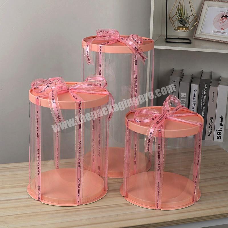 Tall Clear Cylindrical Pattern Clear Cake Boxes Transparent Round Cake Box Flower Gift Dustproof Exhibition Storage Box