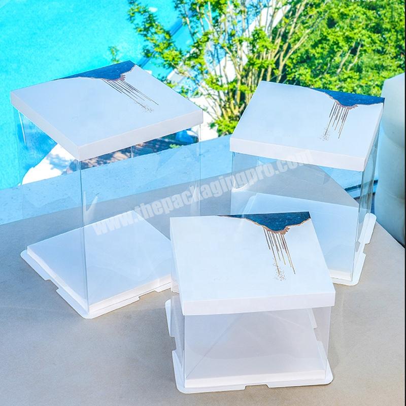 Tall Wedding Plastic Box Custom Handle Birthday Package Transparent Paper For With Packaging Window Pop Boxes Cake Clear Accept
