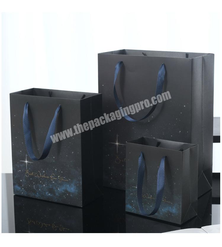 Thank You Clothing Gift Jewelry Paper Bag Big Size Garment Retail Shopping Paper Bags With Ribbon Handles