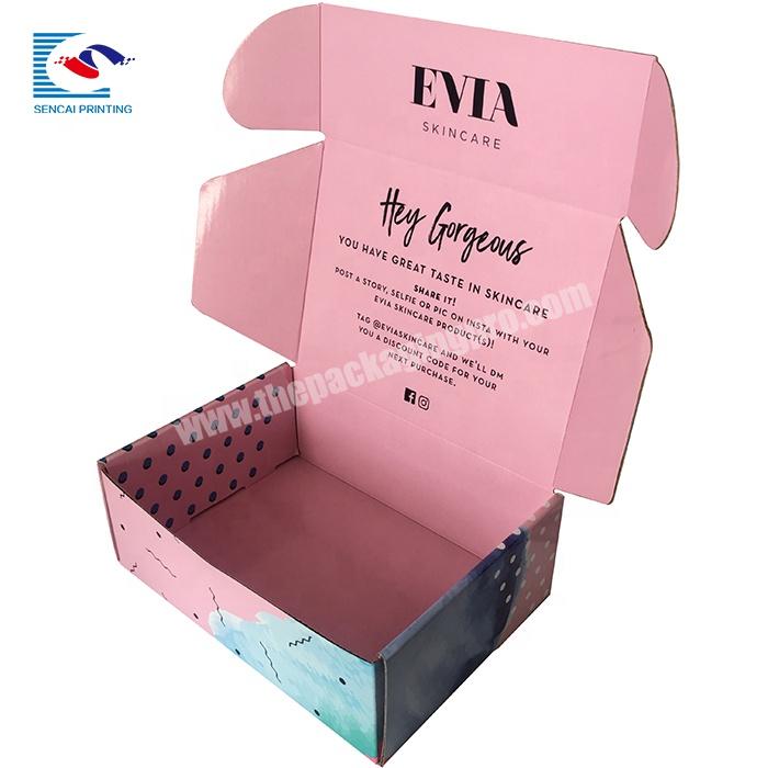 Top-end Delicate Customized Logo Pink Color Corrugated Gift Packaging Paper Mailer Box