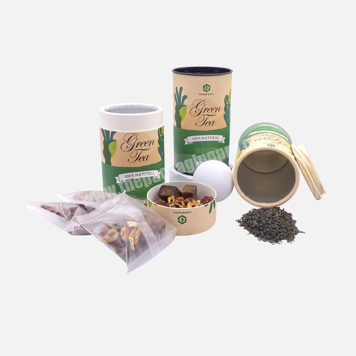 Top quality Recycled biodegradable cylinder round tea paper tube packaging free sample tea paper can