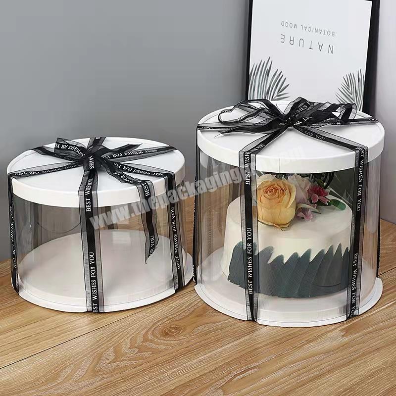 Transparent Round Tall Wedding Plastic Cake Box Custom Wholesale Luxury Birthday Packaging for Pop Packages Guest Cakes Boxes
