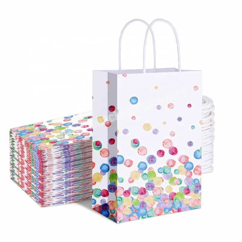 Watercolor Dots Gift Bag Favor Candy Shopping Bags with Handle Party Mom Wedding Birthday for Women Girls Customized Art Paper