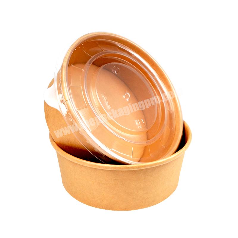 Waterproof Oil Resistant Disposable  Hot Soup Kraft Paper Bowls And Lids