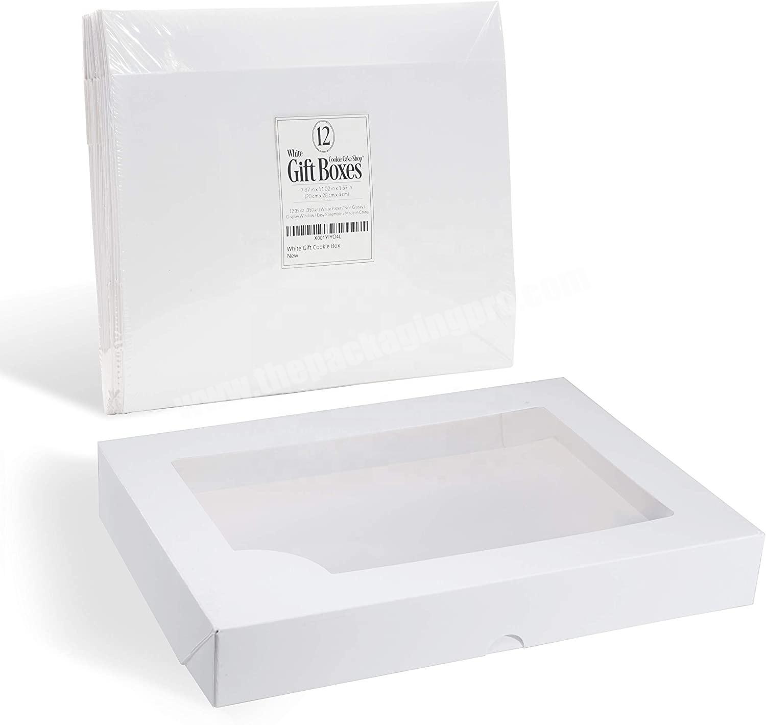White Gift Boxes Treats, T-shirts, Gifts, Baked Goods with Clear Window for Cookies, Sweet Packaging Kraft Paper