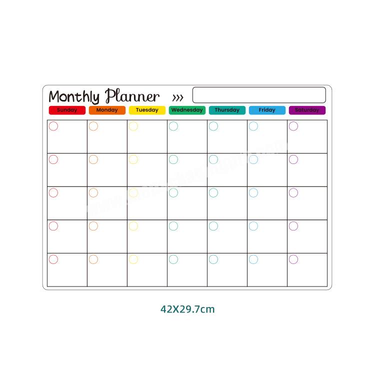 Whiteboard Sticker Magnetic Refrigerator Calendar Dry Erase Board Weekly planner Monthly Planner Magnetic Calendar for Fridge