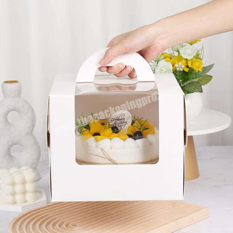 Wholesale 6 or 8 Inch Portable Cup Cake Box White Card Paper Box with Transparent Window