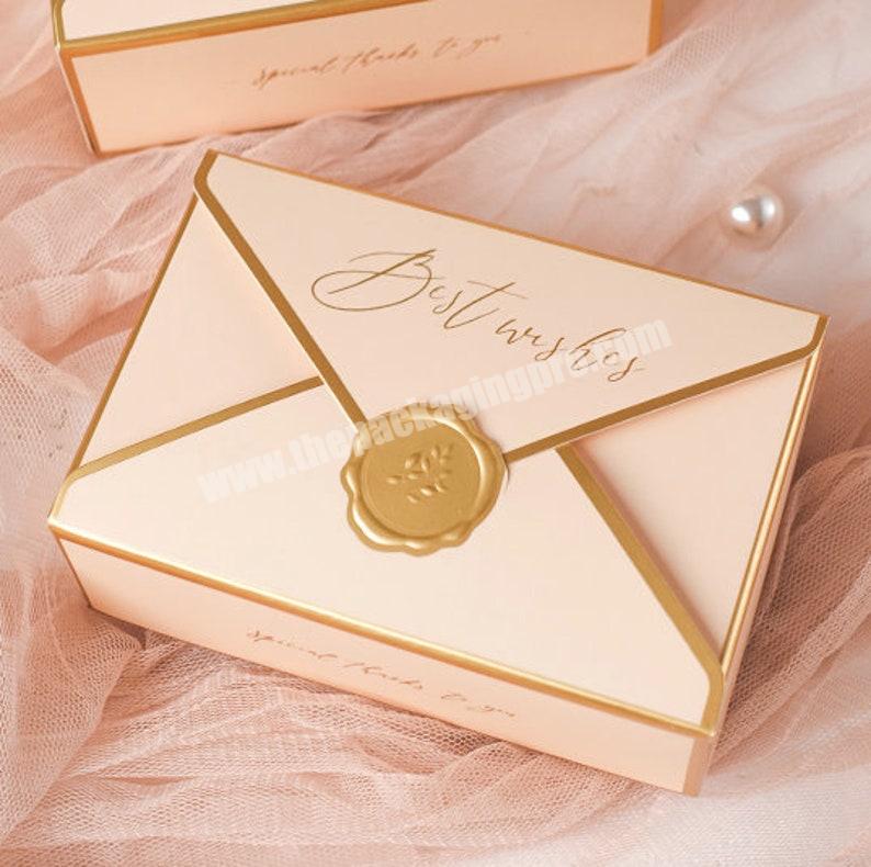 Wholesale Champagne Color Chocolate Box White Card Paper Box with Wax Seals