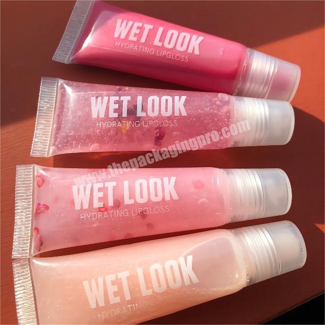Wholesale Custom Clear Lip Gloss Labels  Cosmetics Stickers with Gold Font and White Font
