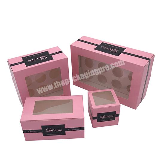 Wholesale Custom Clear White Paper Dessert Snack Donut Chocolate Bakery Packaging Food Box